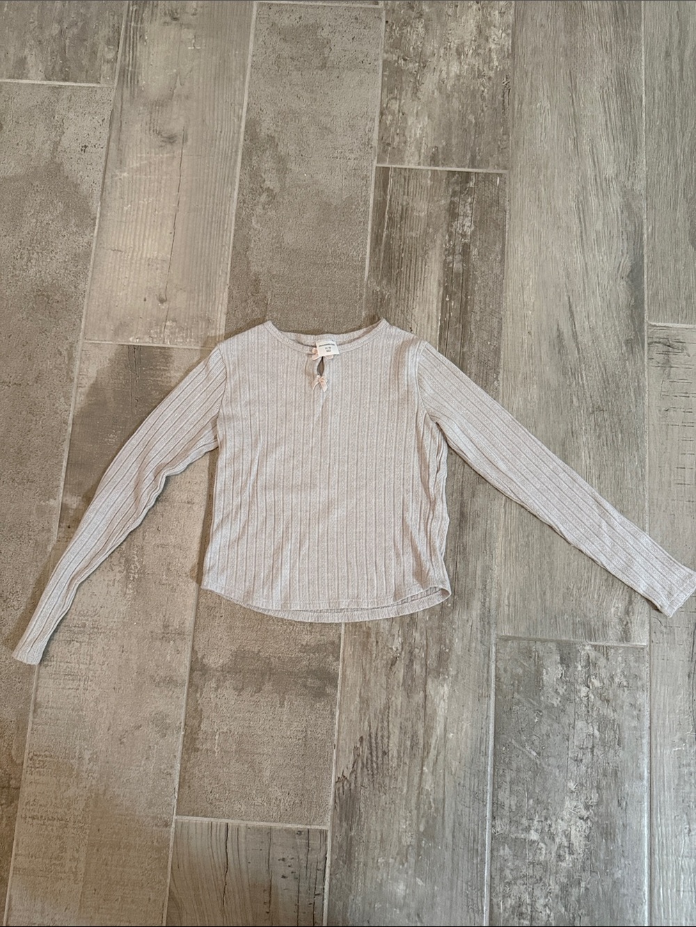 abercrombie kids Light Gray Ribbed Long-Sleeve Top